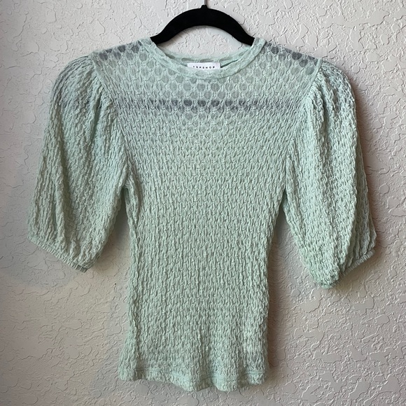 Topshop Sage Textured Puff Sleeve Top NWOT Nordstrom - Picture 3 of 7